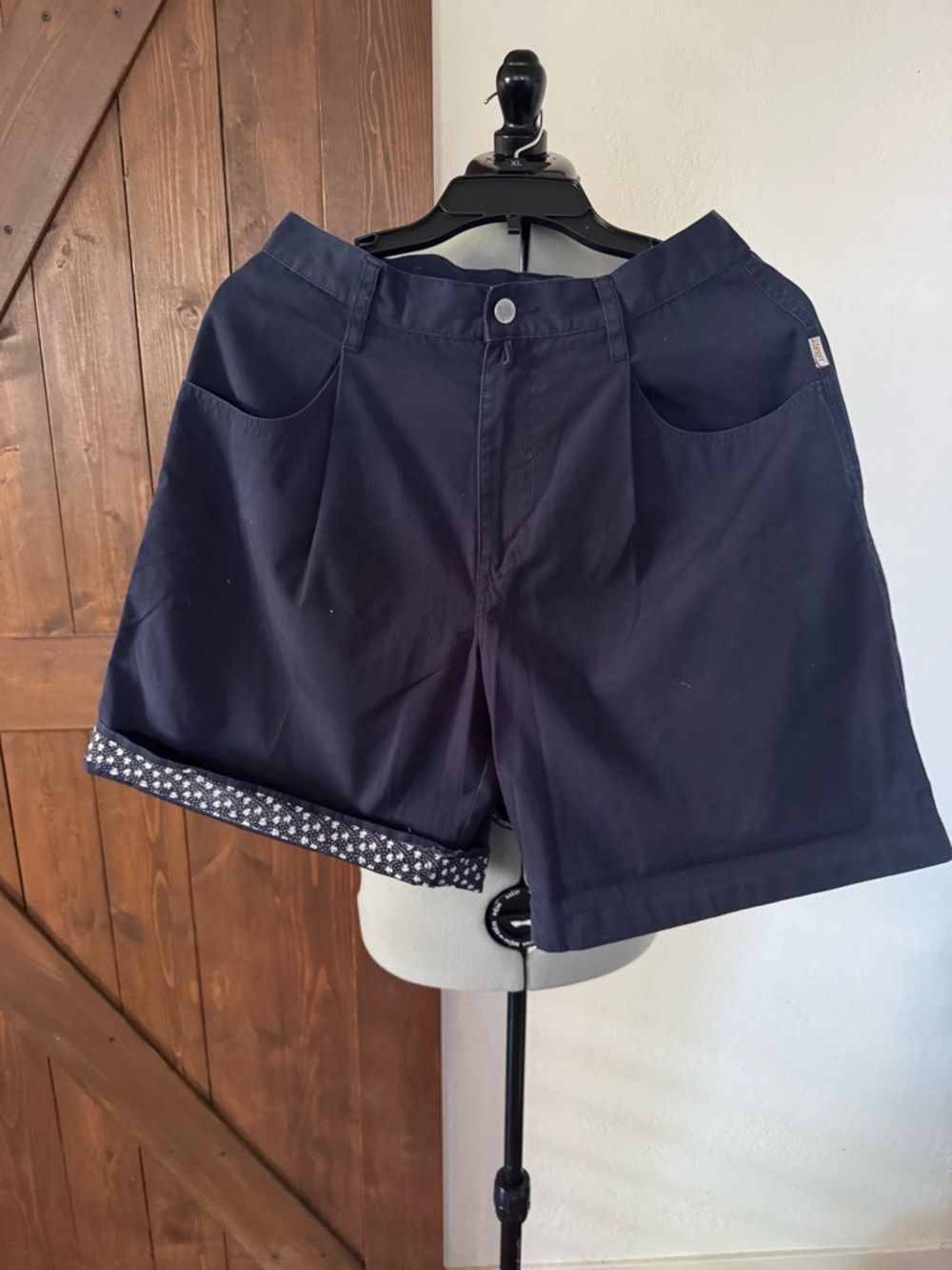 Esprit Navy Women’s Vintage Shorts with Printed Cuff